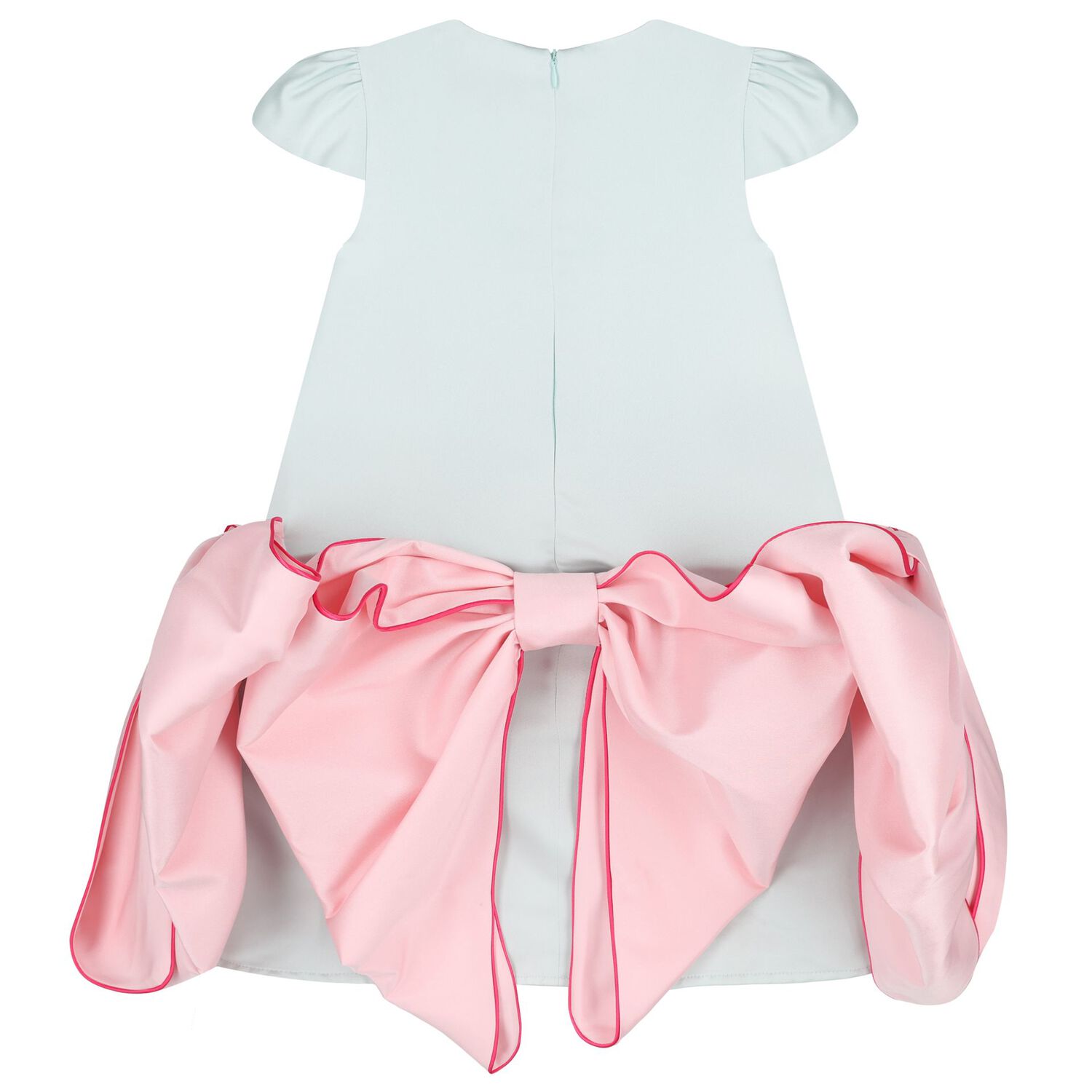 Girls Green & Pink Bow Dress, 1, hi-res