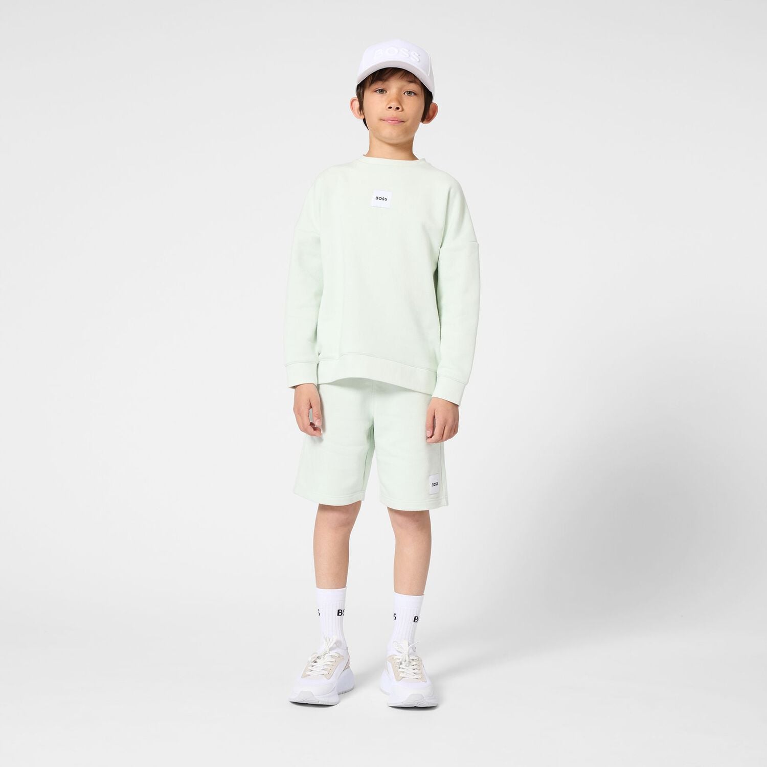 Boys Green Logo Shorts, 5, hi-res