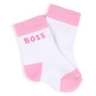 Baby Girls White & Pink Logo Socks ( 3-Pack ) , 1, hi-res