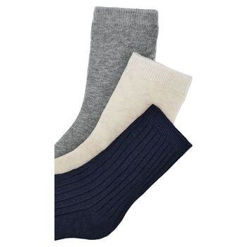 Boys Grey, Ivory & Navy Blue Knitted Socks (3 Pack) 