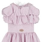 Girls Purple Logo Ruffled Dress, 1, hi-res