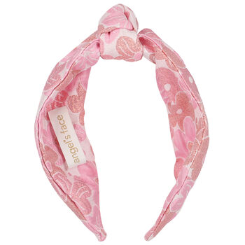 Girls Pink Floral Jacquard Hairband