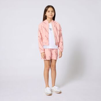 Girls Pink Logo Shorts Set