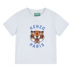 Younger Boys Blue Tiger Logo T-Shirt, 1, hi-res