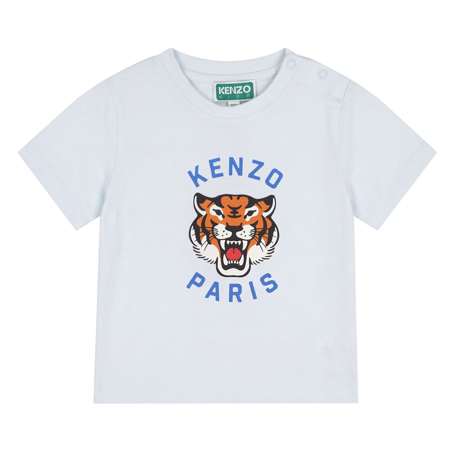 Younger Boys Blue Tiger Logo T-Shirt, 1, hi-res