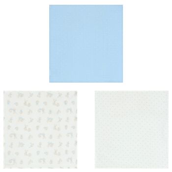 Mayoral Baby Boys White, Ivory & Blue Muslin Swaddles (3-Pack), 1 Baby Boys White, Ivory & Blue Muslin Swaddles (3-Pack)