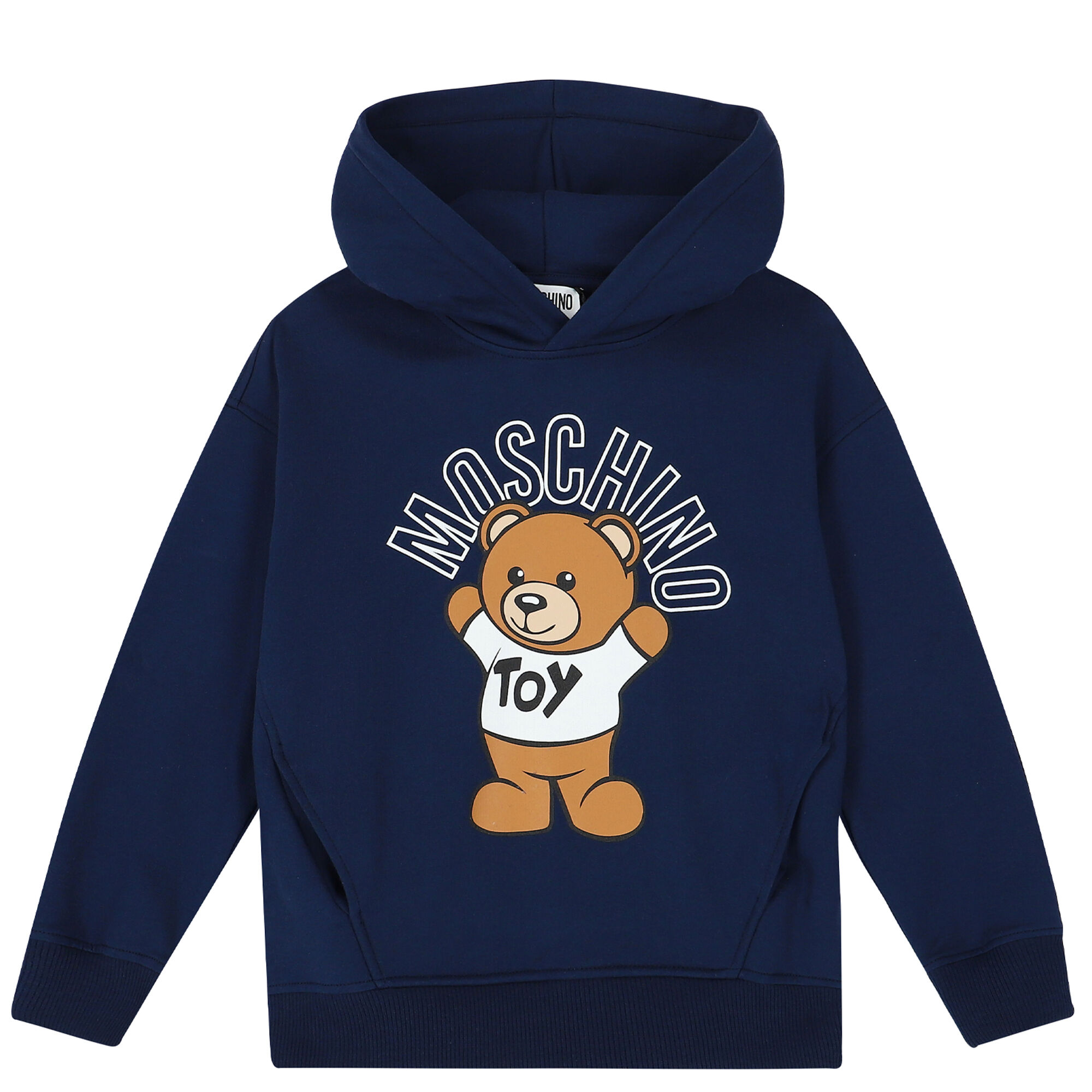 Moschino Navy Teddy Logo Hooded Top | Junior Couture