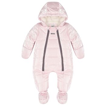 BOSS Baby Girls Pink Logo Snow Suit, 1 Baby Girls Pink Logo Snow Suit