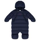 Baby Boys Navy Logo Snowsuit, 1, hi-res