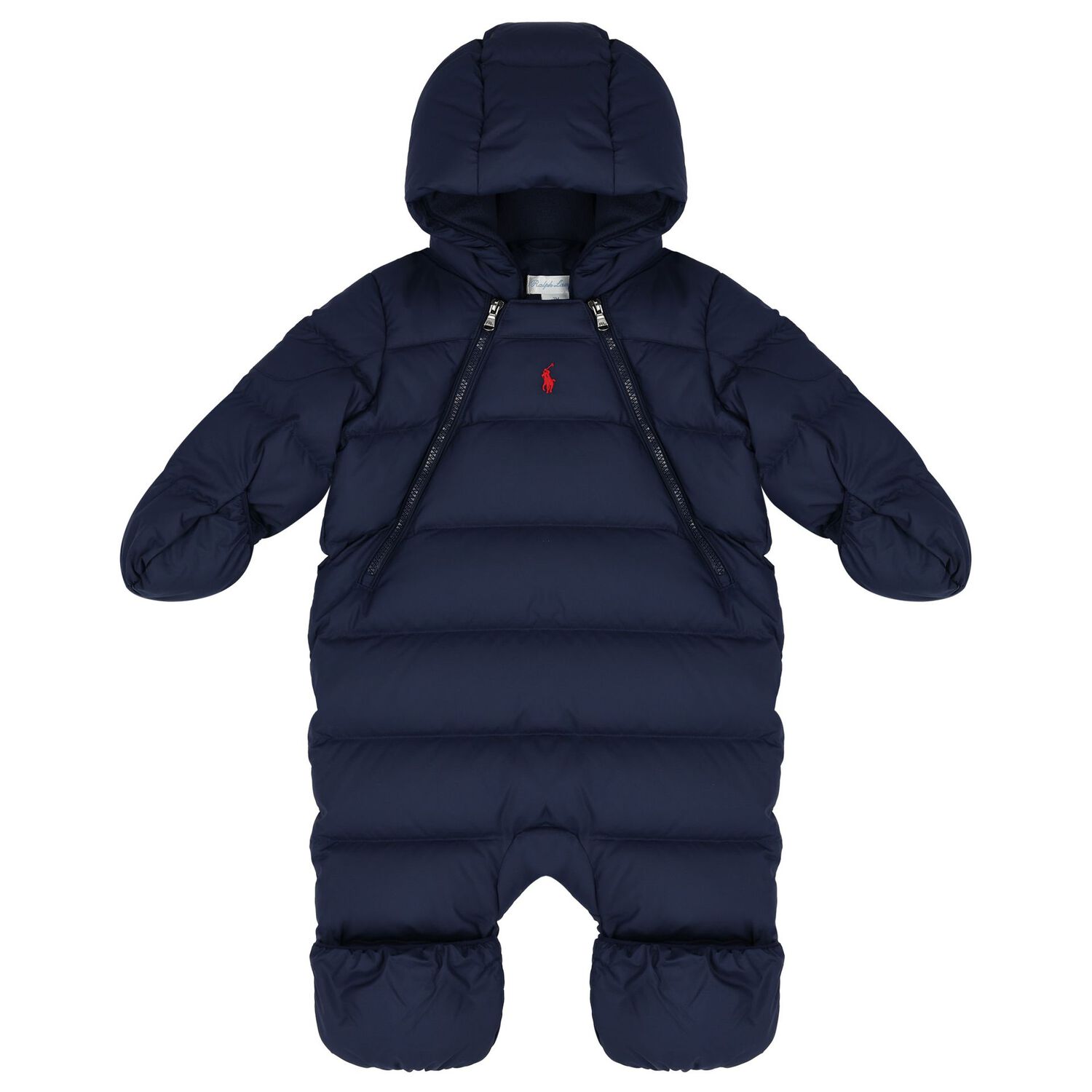 Baby Boys Navy Logo Snowsuit, 1, hi-res