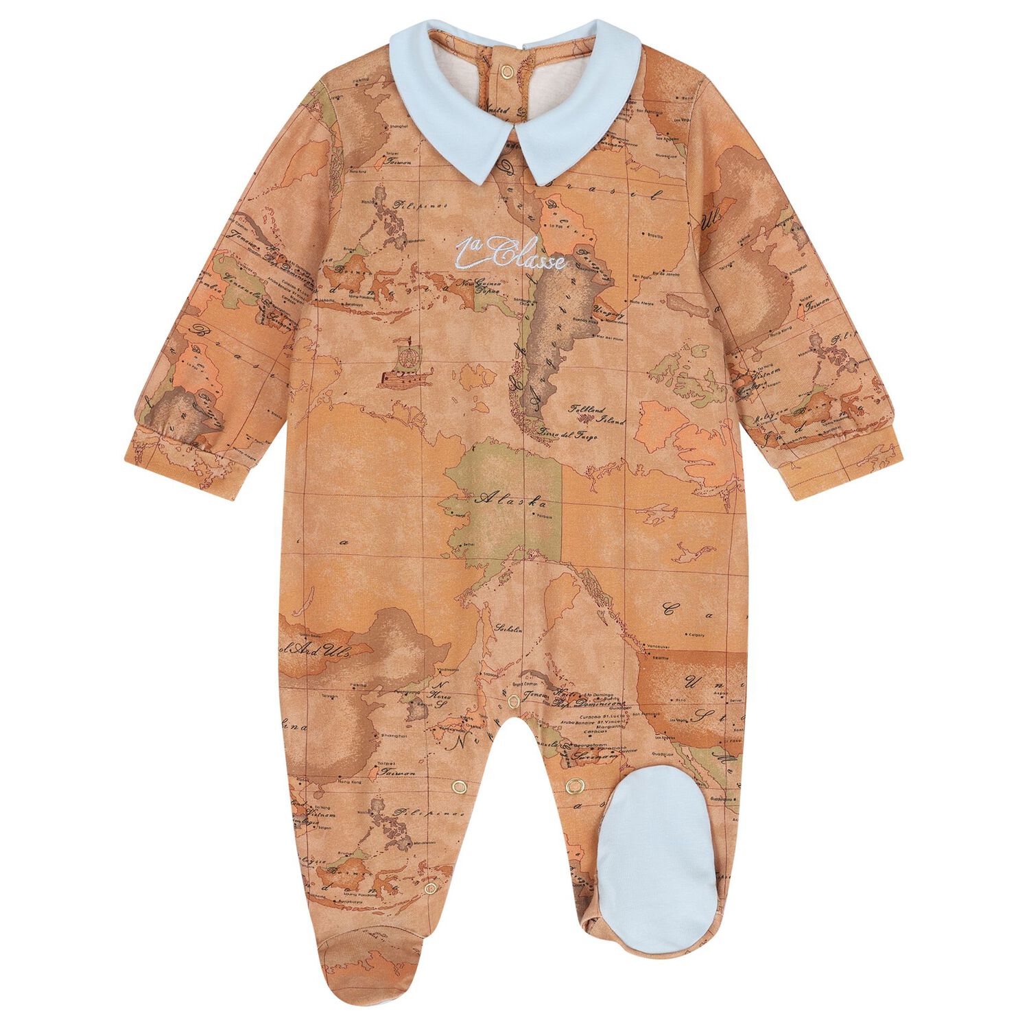 Baby Boys Beige & Blue Geo Map Babygrow Gift Set, 1, hi-res image number null