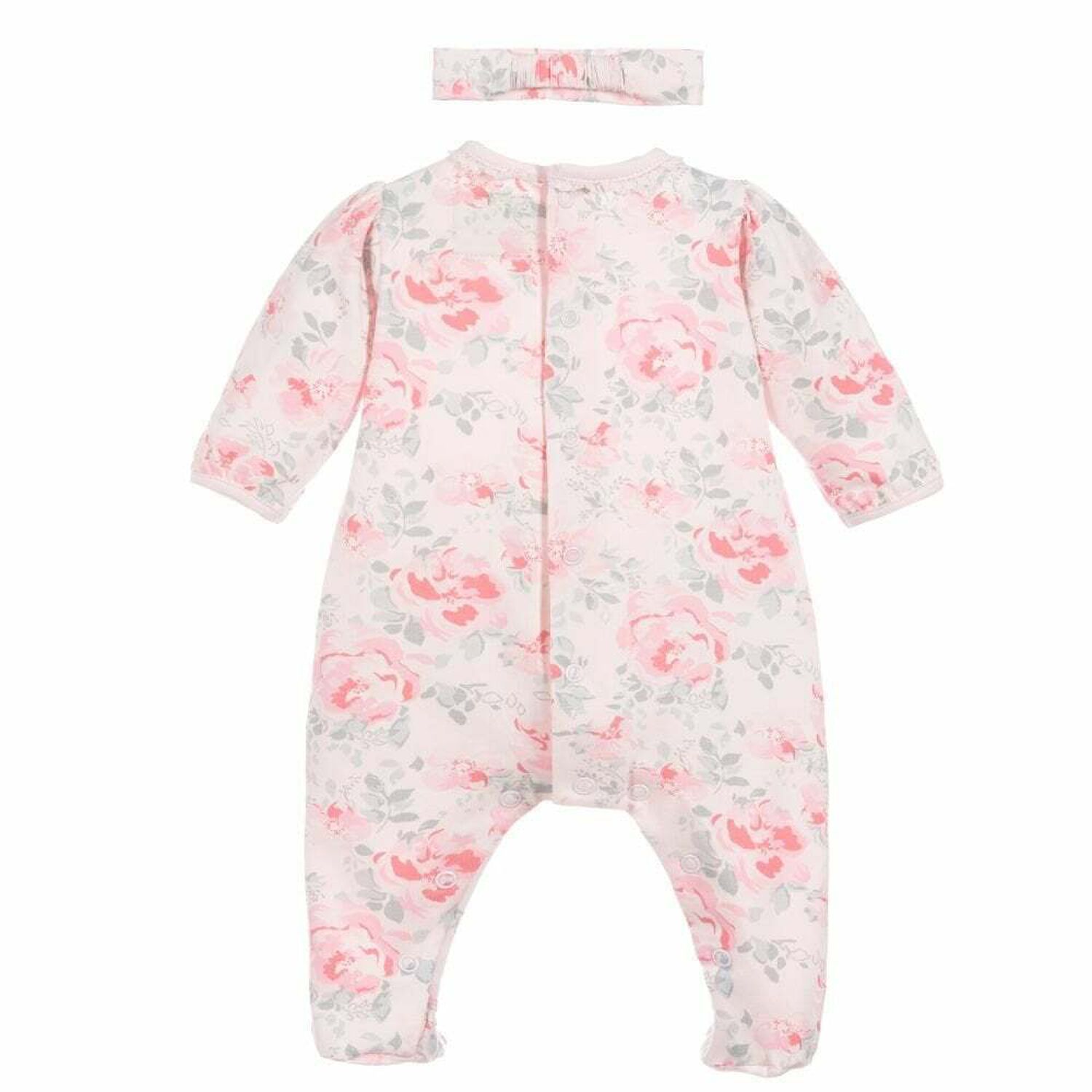 Baby Girls Pink Floral Babygrow Set, 1, hi-res image number null