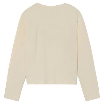 Girls Beige Embellished Long Sleeve Top