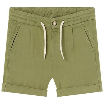 Younger Boys Khaki Green Linen Shorts