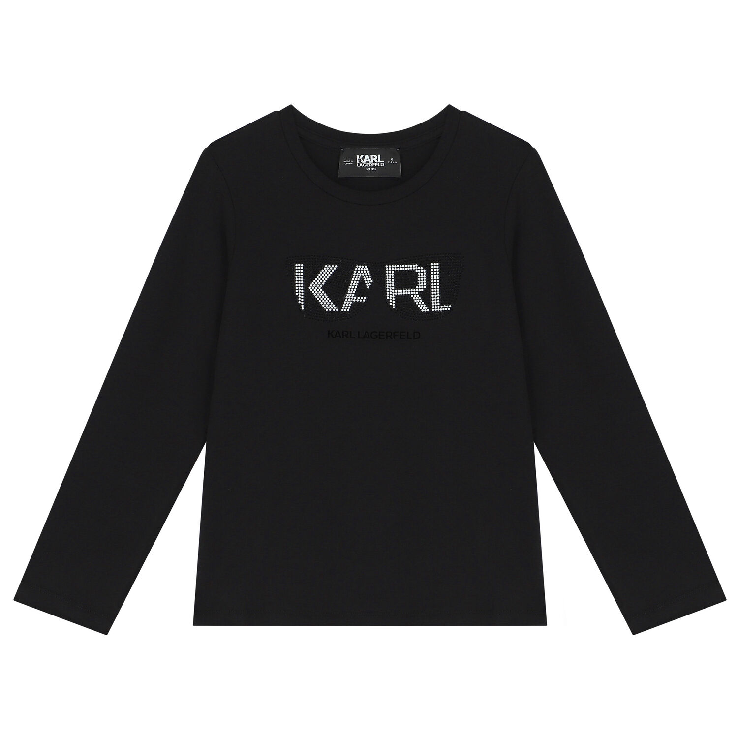 Girls Black Logo Long Sleeve Top, 1, hi-res image number null