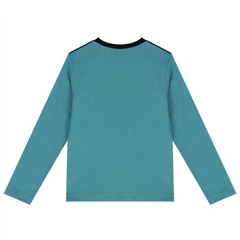 Boys Blue & Black Logo Long Sleeve Top