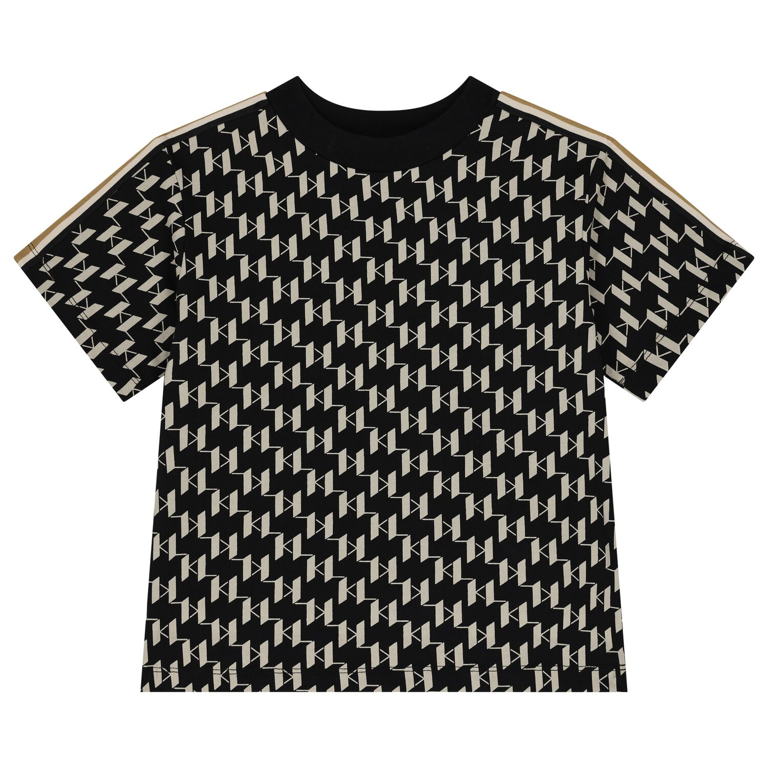 تيشيرت أولاد بالشعار باللون الأسود, 1, hi-res