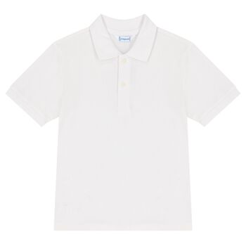 Mayoral Boys White Logo Polo Shirt, 2 Boys White Logo Polo Shirt