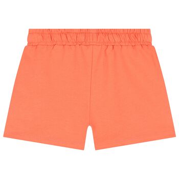Girls Orange Diamante Heart Shorts