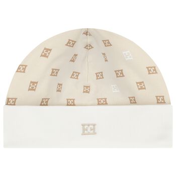 Baby Girls Ivory & Beige Logo Hat