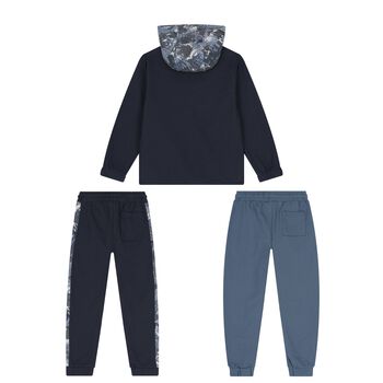 Boys Navy Blue & Blue Tracksuit Set (3 Piece)