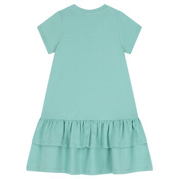 Girls Green Butterflies Logo Dress