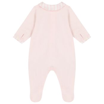 Baby Girls Ivory & Pink Logo Babygrow