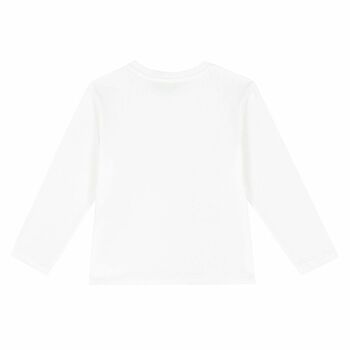 Girls White Printed Long Sleeve Top