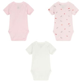 Baby Girls Ivory Strawberry Bodysuit ( 3-Pack )