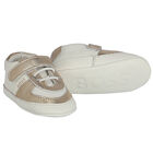 Ivory & Gold Logo Pre Walker Shoes, 1, hi-res