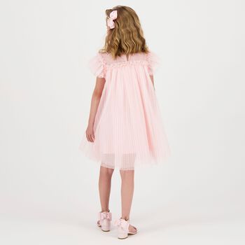 Girls Pink Pleated Tulle Dress