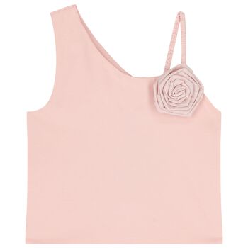 Girls Pink Rose Applique Top