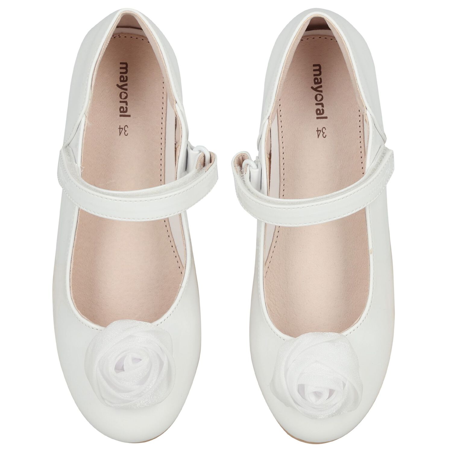 Girls White Flower Shoes, 1, hi-res