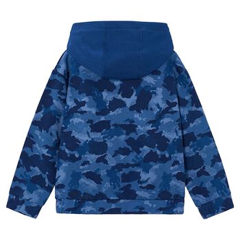 Boys Blue Camouflage Hooded Top