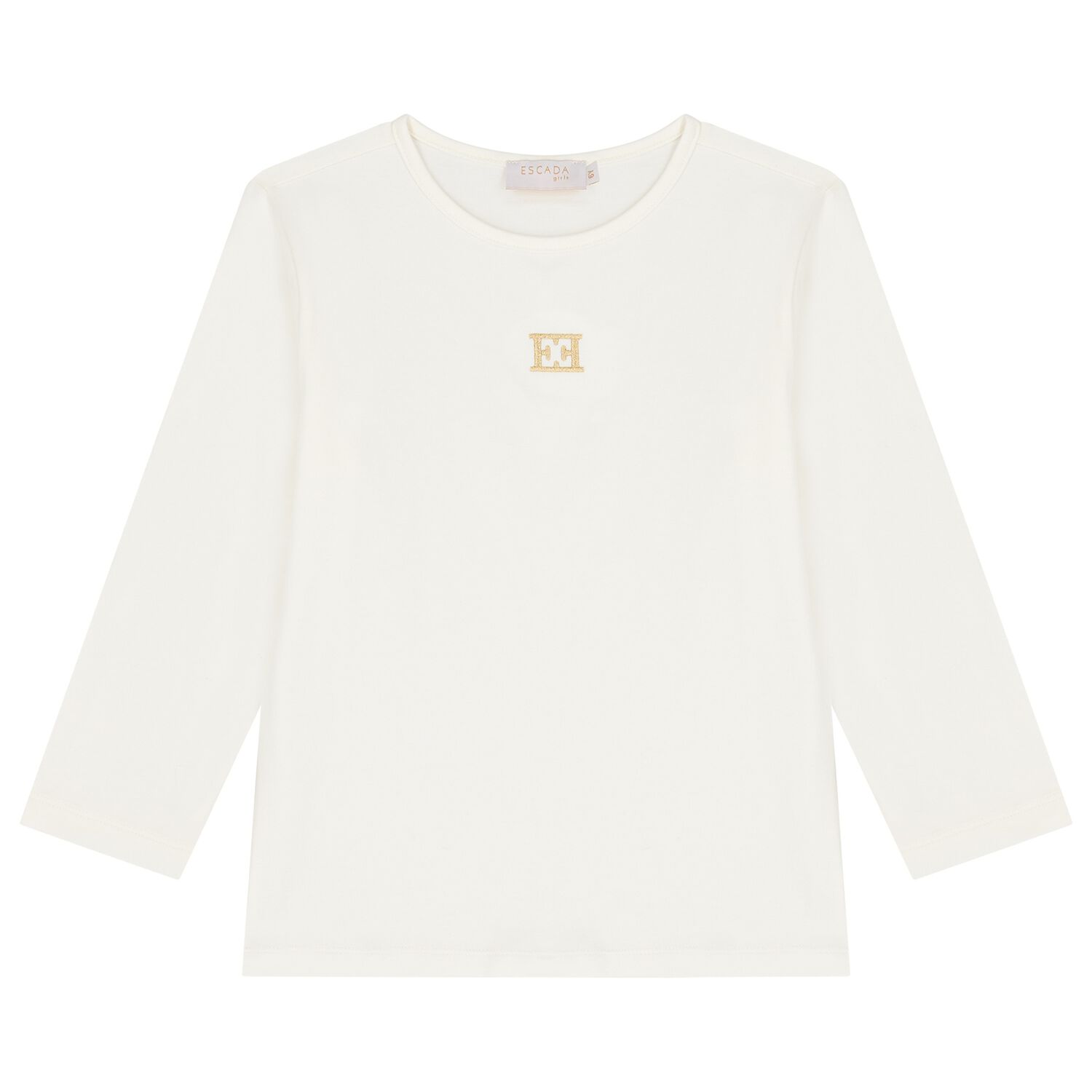 Girls Ivory Logo Long Sleeve Top, 1, hi-res