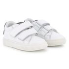 Boys White Ikonik Karl Logo Trainers, 1, hi-res