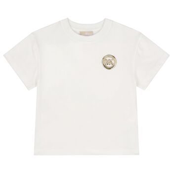 Girls Mini Me Ivory Logo T-Shirt