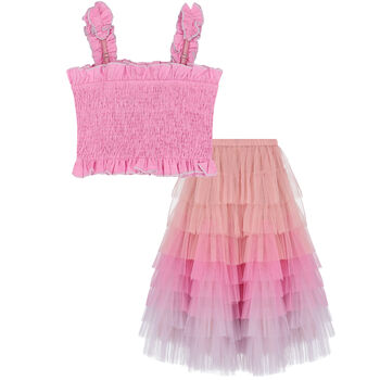 Girls Pink Tulle Skirt Set