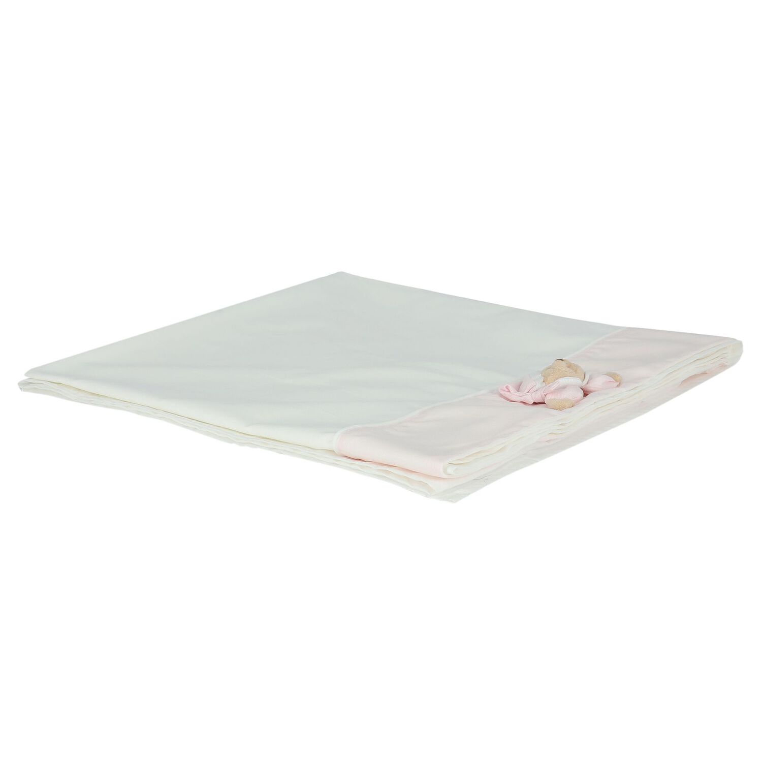 طقم بطانية بنات بطبعة تيدى باللون الأبيض والوردى, 2, hi-res image number null