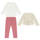 طقم ليغينز بنات باللون العاجى والزهرى, 1, hi-res