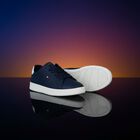 Boys Navy Blue & White Logo Trainers, 1, hi-res