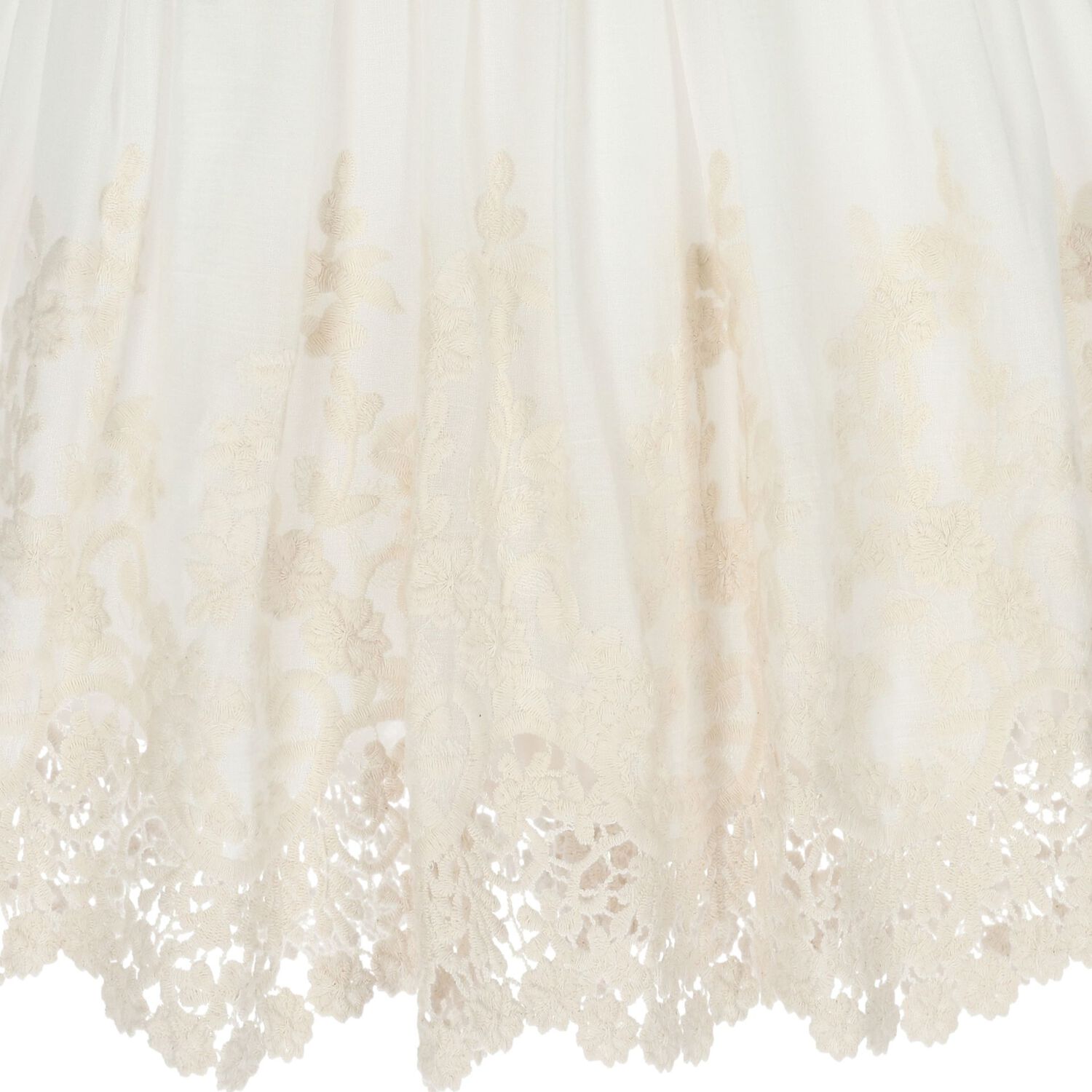 Baby Girls White Floral Embroidered Dress, 1, hi-res