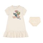 Baby Girls Ivory Patchwork Bear Dress Set, 1, hi-res