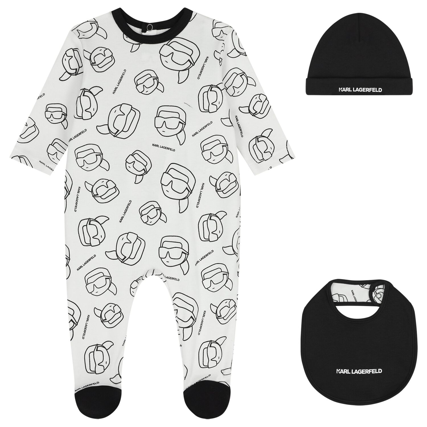 Baby Boys White & Black Ikonik Babygrow Gift Set, 1, hi-res