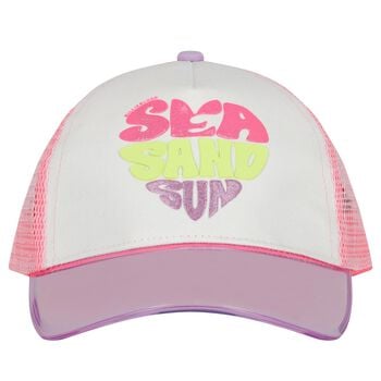 Girls White & Pink Logo Cap