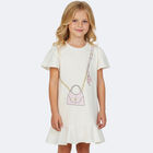 Girls Ivory & Pink Bag Logo Dress, 1, hi-res