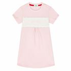 Younger Girls Pink & White Logo Dress, 1, hi-res