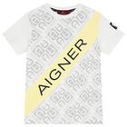 Boys White & Yellow Logo T-Shirt, 1, hi-res