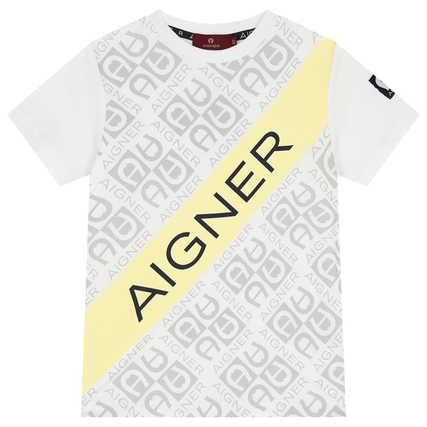 Boys White & Yellow Logo T-Shirt, 1, hi-res image number null