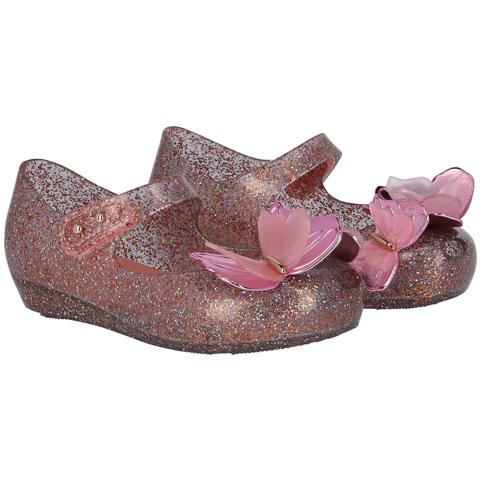 Pink sparkly jelly shoes sale